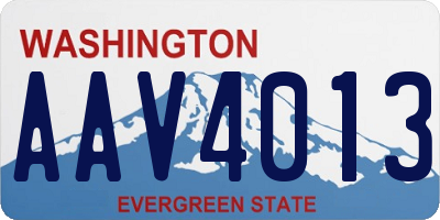 WA license plate AAV4013