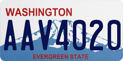 WA license plate AAV4020