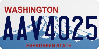 WA license plate AAV4025