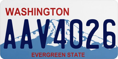 WA license plate AAV4026