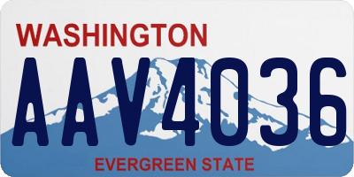 WA license plate AAV4036