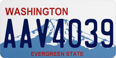WA license plate AAV4039