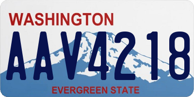 WA license plate AAV4218