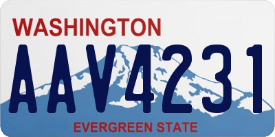 WA license plate AAV4231
