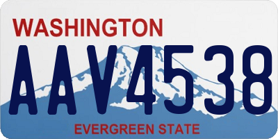 WA license plate AAV4538