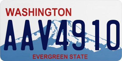 WA license plate AAV4910
