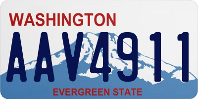WA license plate AAV4911