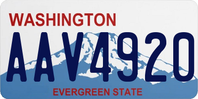 WA license plate AAV4920