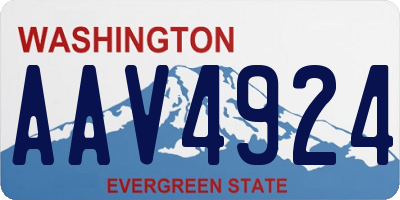 WA license plate AAV4924