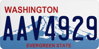 WA license plate AAV4929