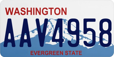 WA license plate AAV4958