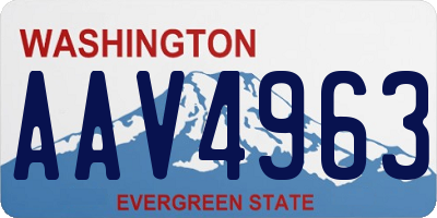 WA license plate AAV4963