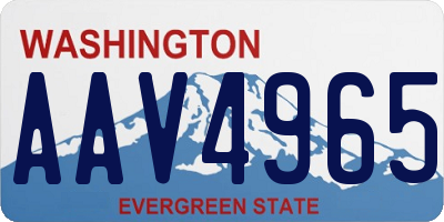 WA license plate AAV4965