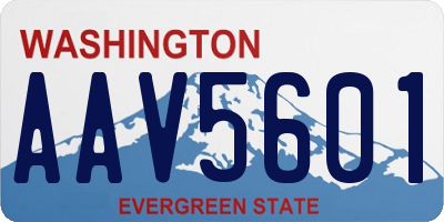 WA license plate AAV5601