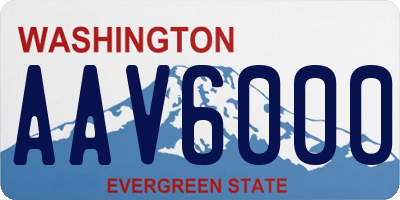 WA license plate AAV6000