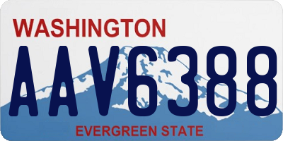WA license plate AAV6388