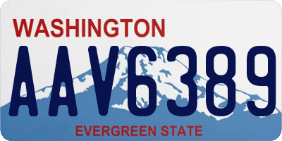 WA license plate AAV6389