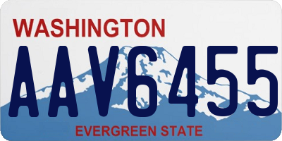 WA license plate AAV6455
