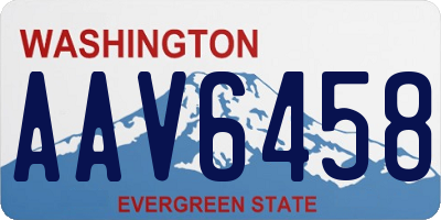 WA license plate AAV6458