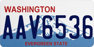 WA license plate AAV6536