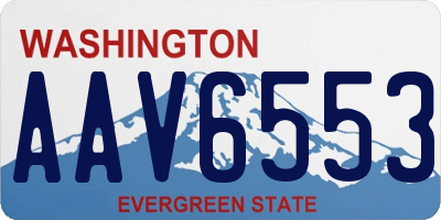 WA license plate AAV6553