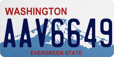 WA license plate AAV6649