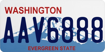 WA license plate AAV6888