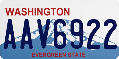 WA license plate AAV6922