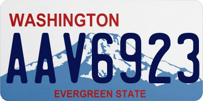WA license plate AAV6923