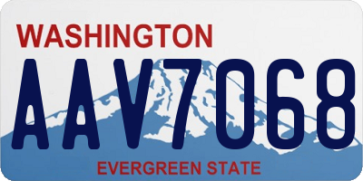 WA license plate AAV7068
