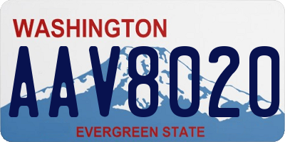 WA license plate AAV8020