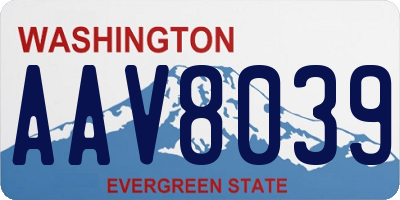 WA license plate AAV8039