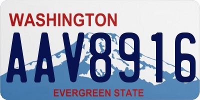 WA license plate AAV8916
