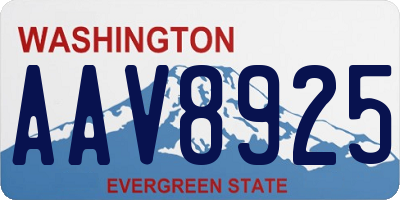 WA license plate AAV8925