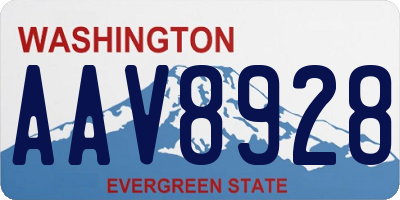 WA license plate AAV8928
