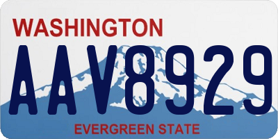 WA license plate AAV8929