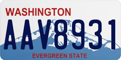 WA license plate AAV8931