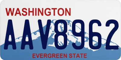 WA license plate AAV8962