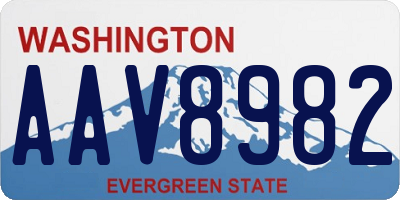 WA license plate AAV8982