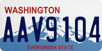 WA license plate AAV9104