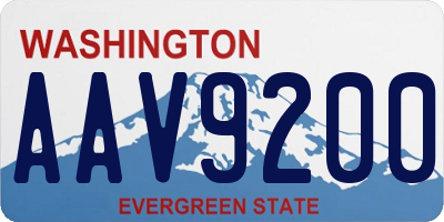 WA license plate AAV9200