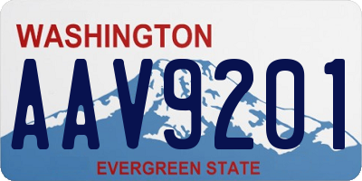 WA license plate AAV9201