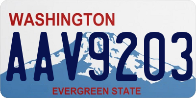 WA license plate AAV9203