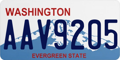 WA license plate AAV9205