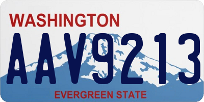 WA license plate AAV9213