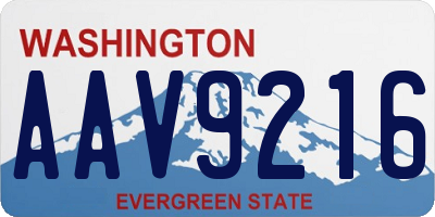 WA license plate AAV9216