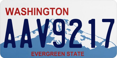 WA license plate AAV9217