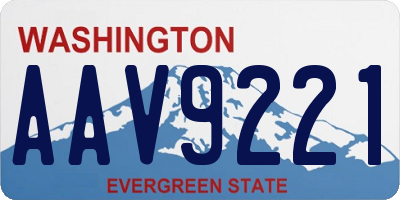 WA license plate AAV9221