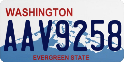 WA license plate AAV9258