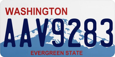 WA license plate AAV9283